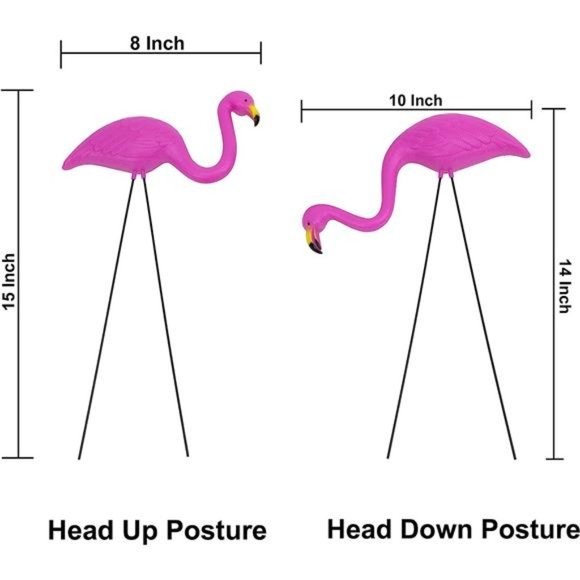 Set of 4, Small Pink Flamingo Yard Ornament/Mini Lawn Flamingo Ornament/Flamingo - Picture 5 of 6